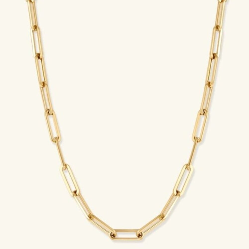 Bold Gold Paperclip Chain Necklace Lightweight Non-Tarnish Layering Necklace